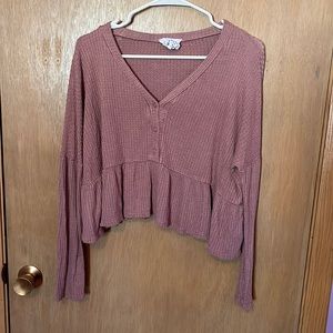 Sadie & Sage Crop Top Waffle Sweater